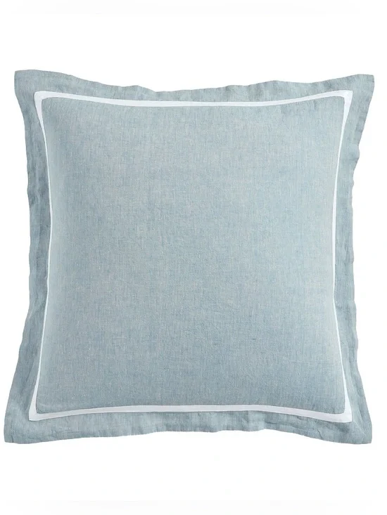Pottery Barn ONE Euro Belgian Flax Linen Frame Sham Chambray/White