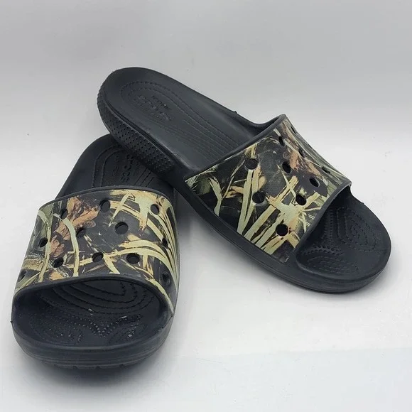 Crocs‎ Classic Realtree Edge Camo Slides Mens 6 Womens 8 Black Sandals