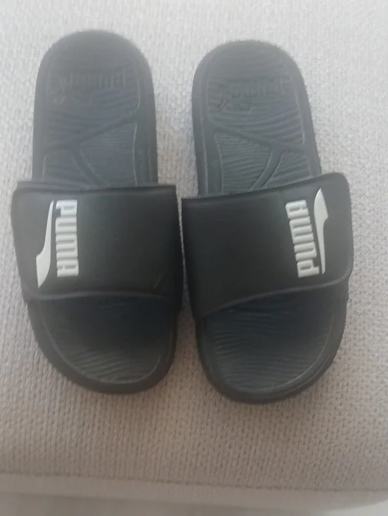 Puma  Black Slide Sandals with White Logo