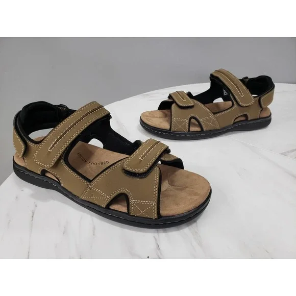 NEW 10 WIDE - Dockers fisherman‎ ankle strap sandals mens tan brown gorpcore dad