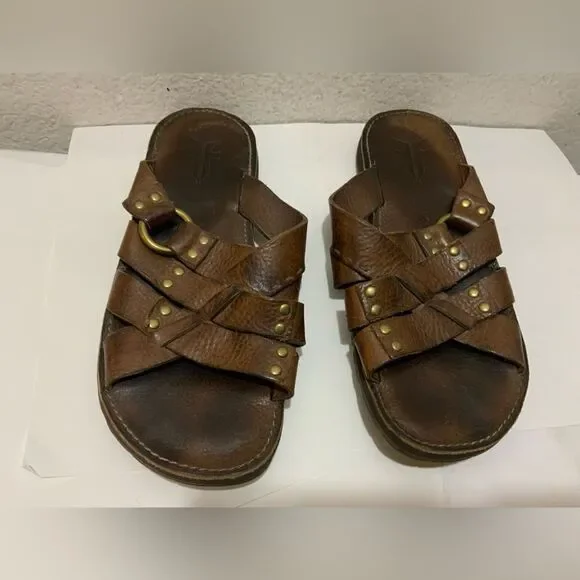 Frye Men Leather LudLow Slide Sandals Size 10 (11.25”)