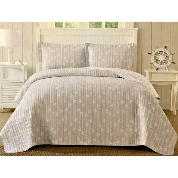 Nautical Twin Quilt and 1 Sham Set Light Comforter Reversible Rope Knot Beach