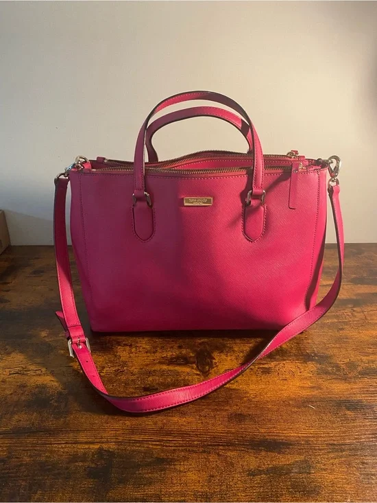 kate spade Large Pink Leather Satchel with Crossbody Strap