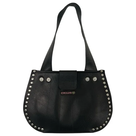 Cyclus Black Studded‎ Shoulder Bag Recycled Tire Upsycled Unique