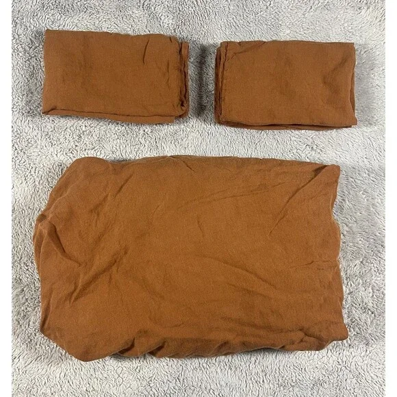 Parachute Terra Burnt Orange Queen Fitted Sheet Two Standard Pillowcovers Shams