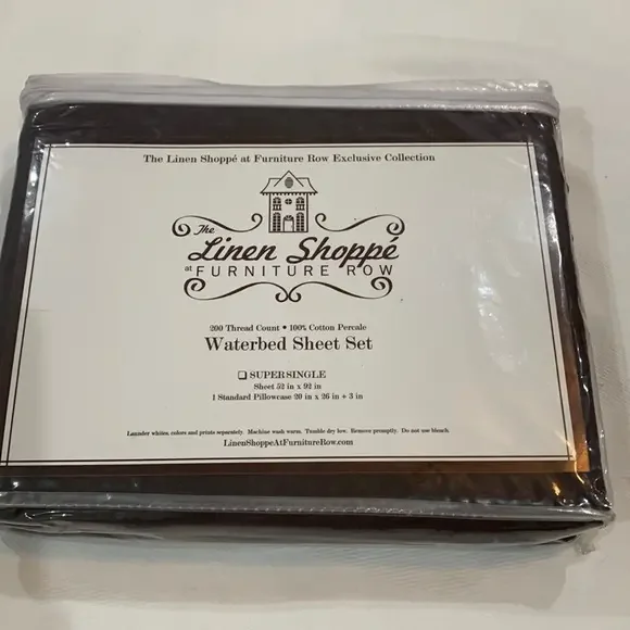 Vintage The‎ Linen Shoppe Super Single Waterbed Sheet Set 300 Thread Count Brown