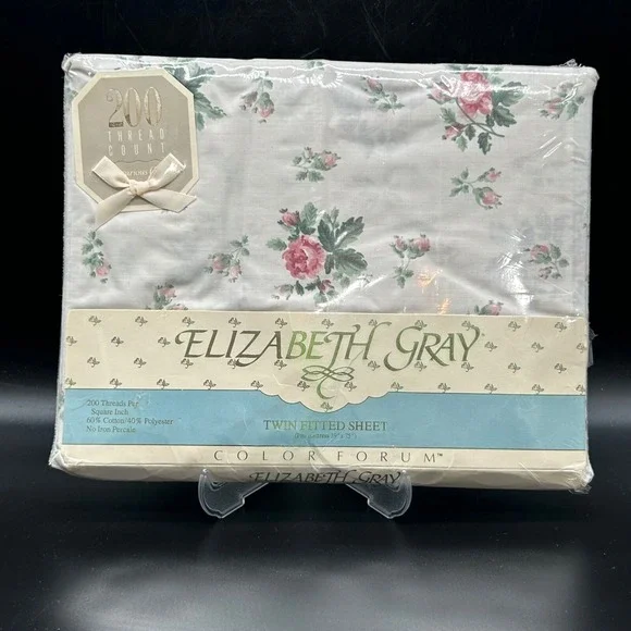 Vintage‎ Elizabeth Gray Victoria Twin Fitted Sheet English Rose New Pink Rose
