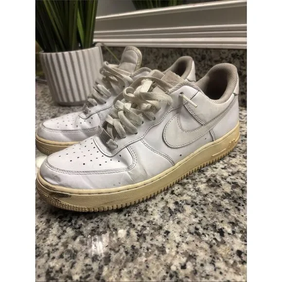 Nike Air Force 1 White Low-Top Sneakers with Cream Sole