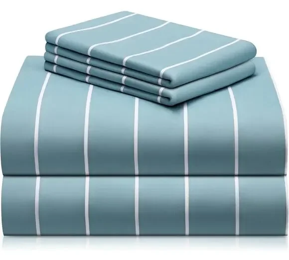 LuxClub 4 PC King Size Sheet Set, Breathable Luxury Bed Sheets Lt Blue