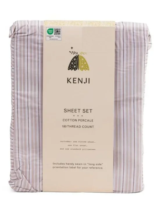 KENJI 180tc Cotton Percale Striped Sheet Set