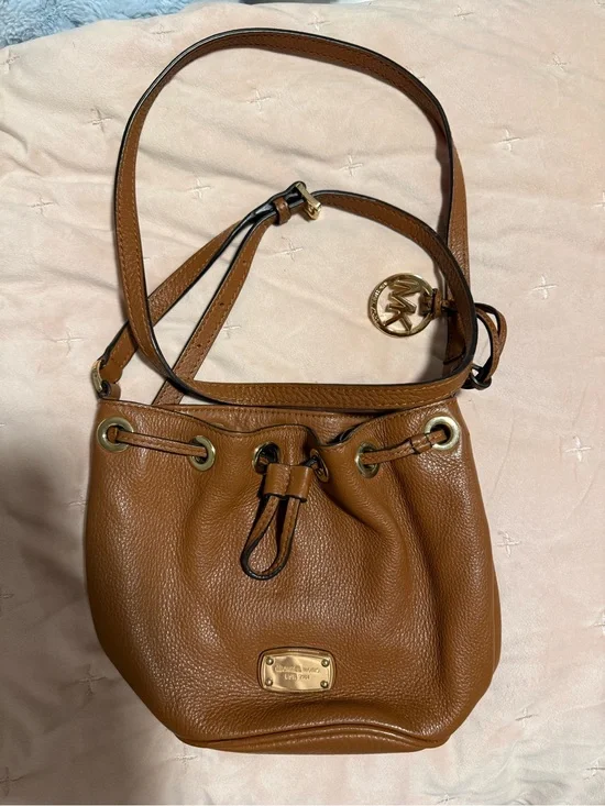 Michael Kors Cognac Leather Drawstring Shoulder Bag