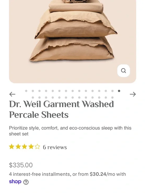 Dr Weil Garment Washed Percale Sheets - Tan Split King