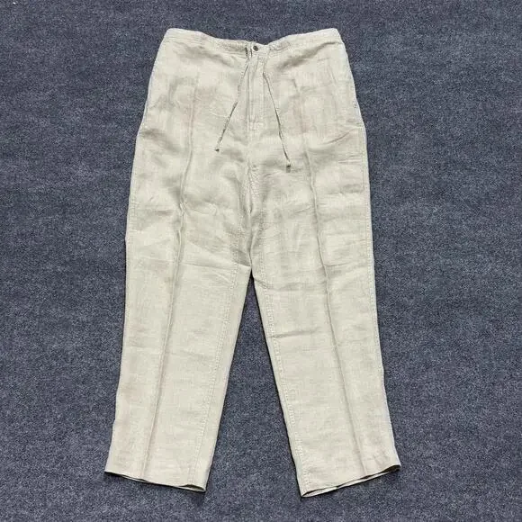 Castagne Linen Pants Mens XLT Natural Drawstring Elastic Waist Casual Relaxed