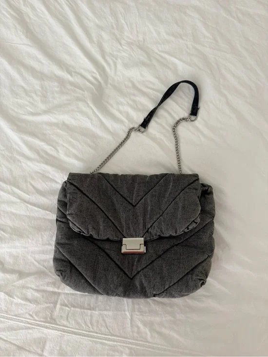 Zara Quilted Shoulder Bag in Charcoal