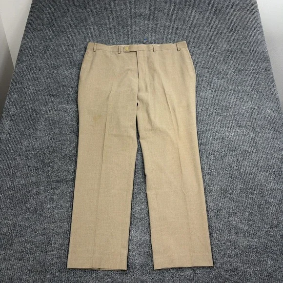 Lauren Ralph Lauren Dress Pants Men 39x30 Tan Polyester Rayon Flat Front Classic