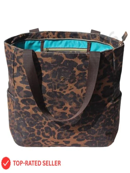 ESVAN Water Resistant Floral Large Tote Bag with Zipper Pockets for Gym Travel