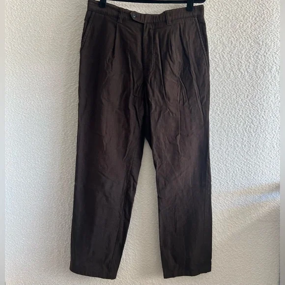 Hugo Boss‎ Men’s Corduroy Cotton Brown Trousers Mitchel Pleated Pants Size 34R