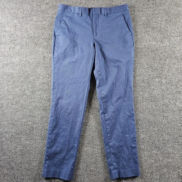 Express Mens Slim Stretch Chino Pants Blue Textured 31x32 Cotton Blend Trousers‎