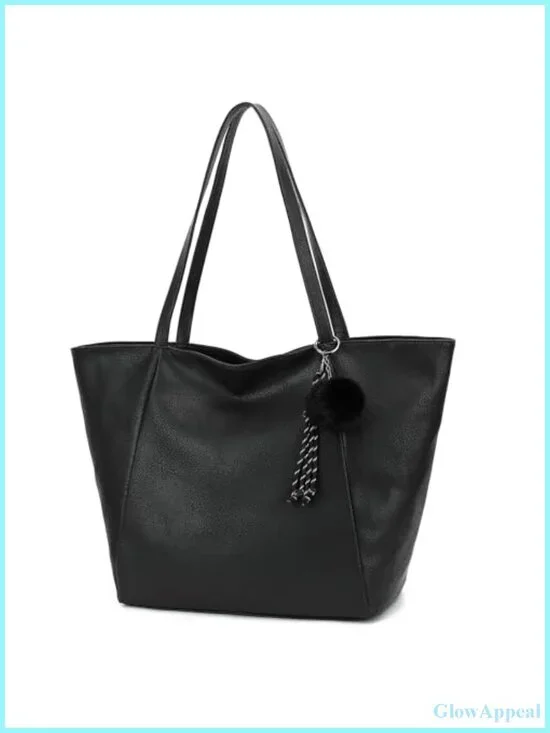 Large PU Leather Tote Bag for Women with Zipper, Travel Purse