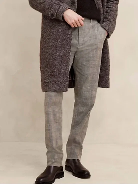 Banana Republic Aiden Fit WRINKLE-RESISTANT DRESS PANT in Gray Plaid Size 34x33
