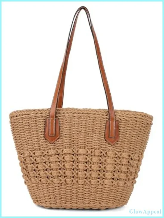 Women's Straw Shoulder Bag Rattan Woven Tote Handbag