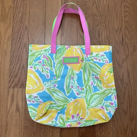 Lilly Pulitzer X Estee Lauder Canvas Tote Bag Beach Summer Preppy‎ Shoulder Bag