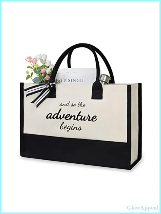 Canvas Tote Bag for Bride, Bridal Shower Gift, Wedding Bachelorette Shoulder Bag