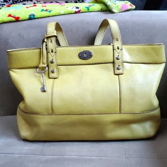 Fossil Y2K yellow vintage tote bag