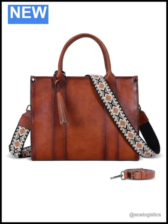Genuine Leather Tote Bag for Women with Adjustable Straps Work Purse