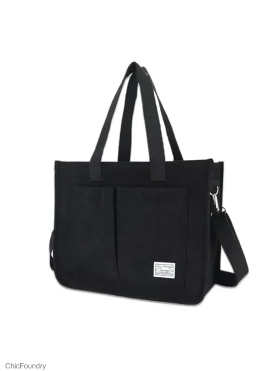 Corduroy Tote Bag for Women Large Purse Laptop Work College