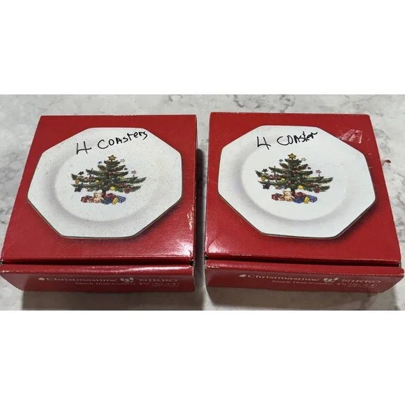 Vintage Nikko Christmastime Set of 8 Coasters in Box
