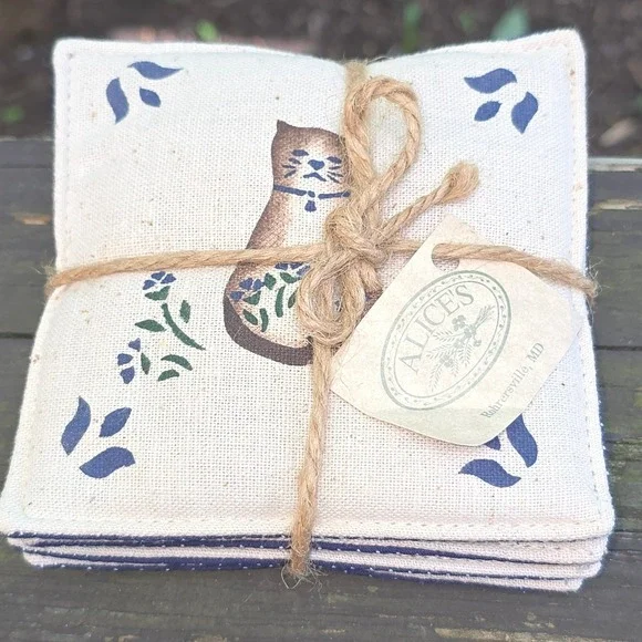 Alice's Country Cottage Spiced Mug‎ Mats - Set of 4 Cat Coasters