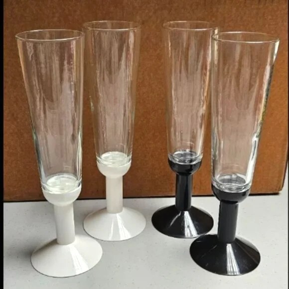 Vintage 80s Bodum Oktett Champagne Flutes