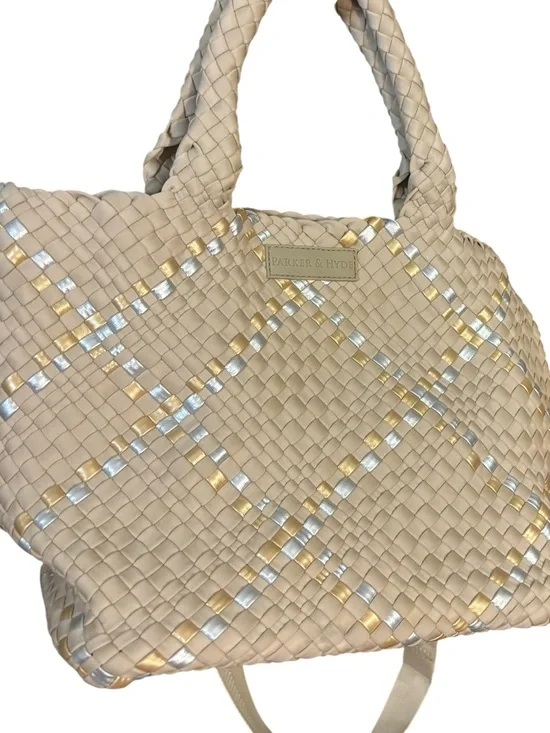 Parker & Hyde Beige Metallic Woven Tote Bag and Strap