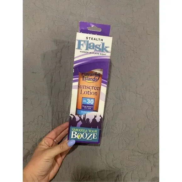 BYOB Sunscreen Flask Hidden Smuggle Booze New