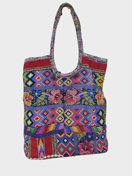 Handmade Guatemalan Huipil Embroidered Reversible Tote Bag