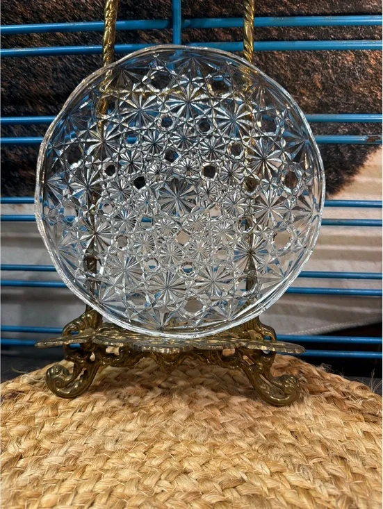 Vintage Clear Cut Glass Decorative Plate