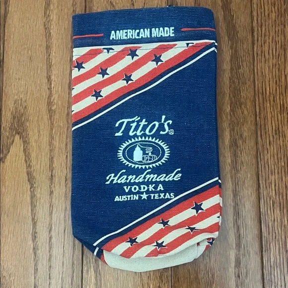 Tito's Vodka Patriotic Commemorative Canvas Embroidered Bottle Holder Bag Sleeve
