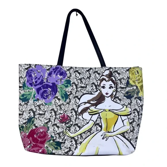 Disney Princess Dreaming of Belle Beauty & the Beast Floral Print Tote Bag (tru)