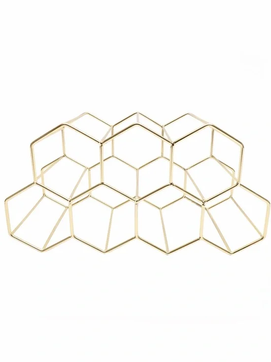 NWT Gold Hexagonal Iron Wine Rack