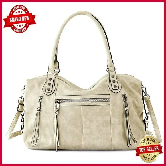 Soft Faux Leather Tote Bag with Adjustable Strap Fits 15 Inch Laptop