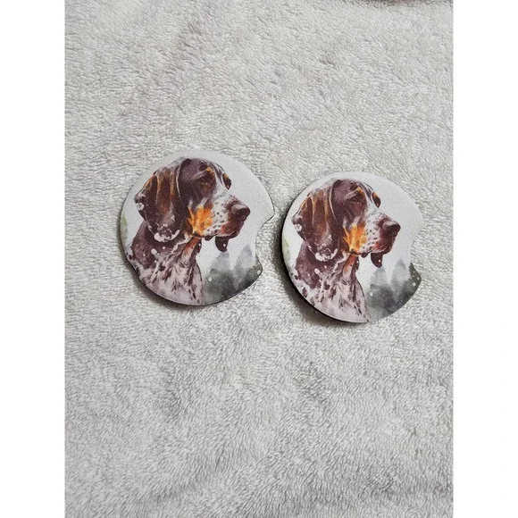 German‎ Shorthaired Pointer Car Coasters Set of 2 Dog Breed Auto Accessories