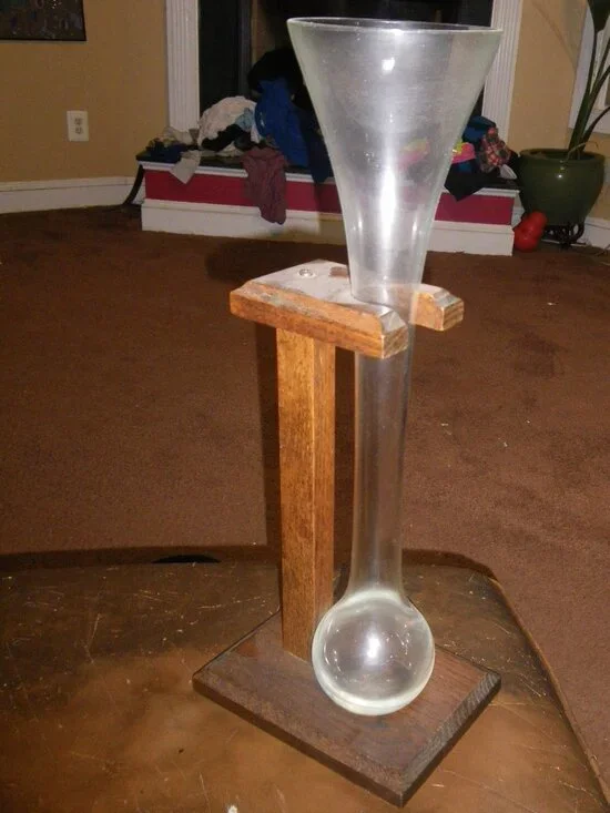 Vintage Classic Half Yard Tall Beer Ale Bar Glass w/ Wooden Holder