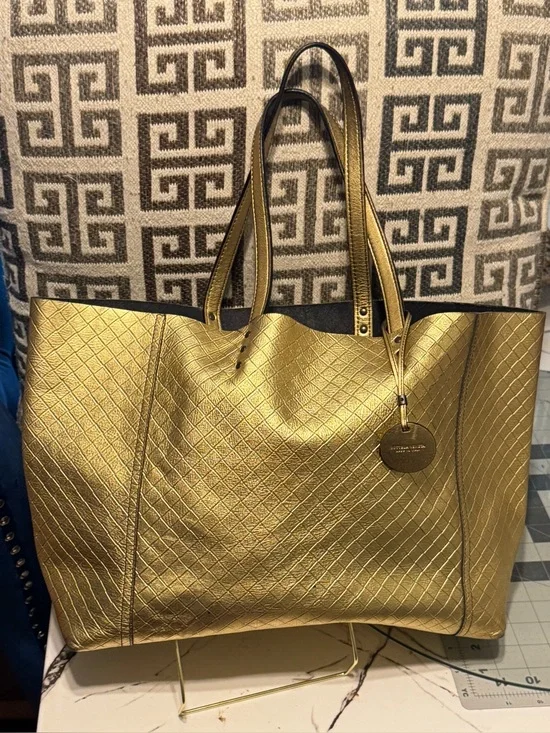 Bottega Veneta Metallic Gold Quilted Tote Bag - Women's Shoulder Bag
