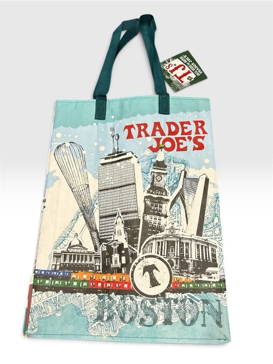 Trader Joe’s 2024 Boston Reusable Grocery Tote Bag - Teal Accent