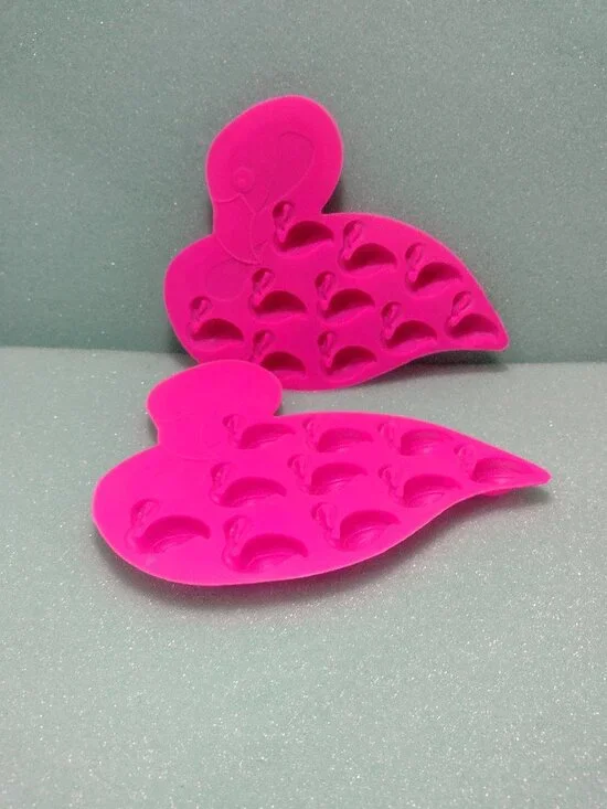 Set of 2 Flamingo Silicone Ice Cube or Cake Fondant Decorating Molds