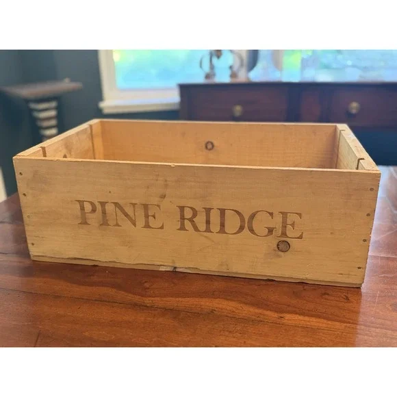 Pine Ridge Vineyards Napa Valley Wooden Wine Crate Box Storage Shabby Chic