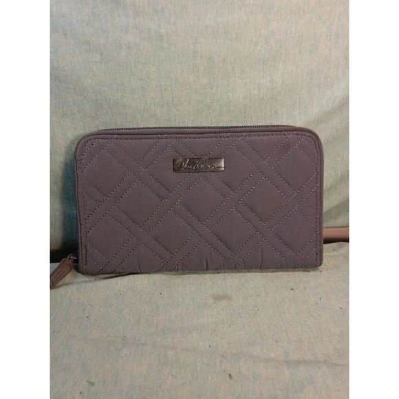 VERA BRADLEY Quilted Zip Around Wristlet Wallet in Gray