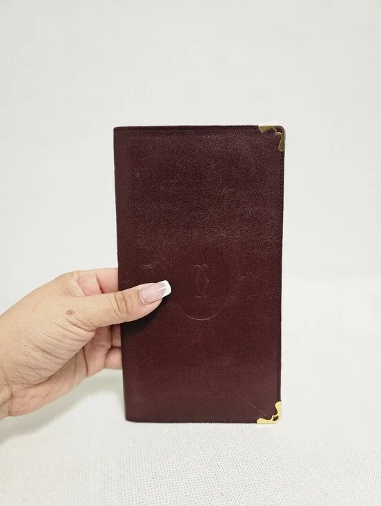 Vintage Cartier Burgundy Leather Wallet – Gold Corner