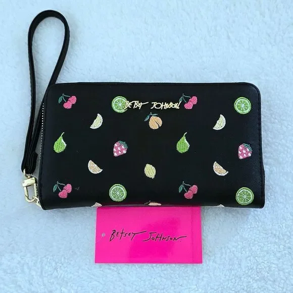 Betsey Johnson Fruits🍒🍐 XO Zip Around Wristlet - NWT